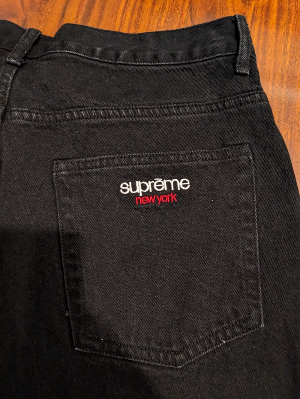 Supreme Baggy Denim Shorts Black Size 32 Embroidered Logo